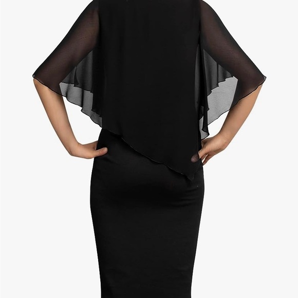 Black chiffon pencil dress size XL - Picture 2 of 6